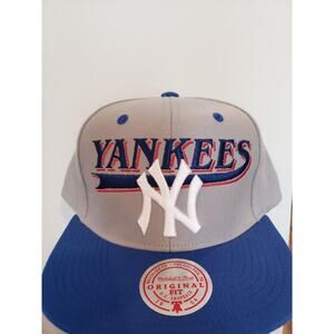 New York Yankees Hat Cap Baseball Snapback Snap Back Gray Mitchell Ness